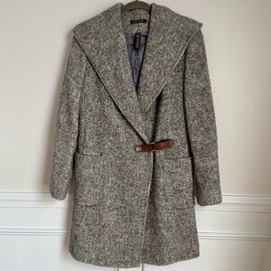 Lauren Ralph Lauren Gray Herringbone Hooded Coat